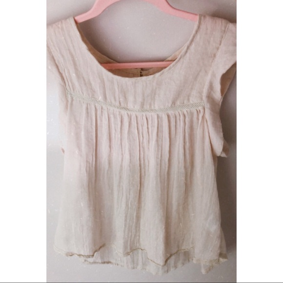 Flowy Lightweight Sheer Natural Cream Top - Picture 1 of 2